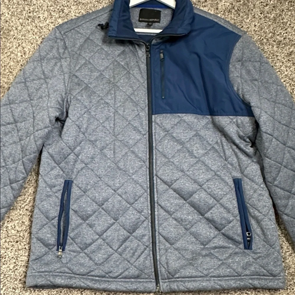 Banana Republic Men's Gray and Navy Quilted Puffer Jacket size XL